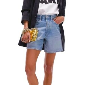 NWT Topshop Editor High Waist Denim Shorts Blue Size 6